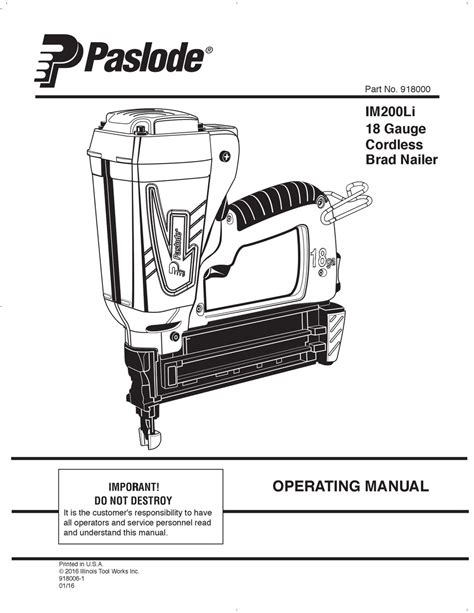 paslode battery and charger pdf manual